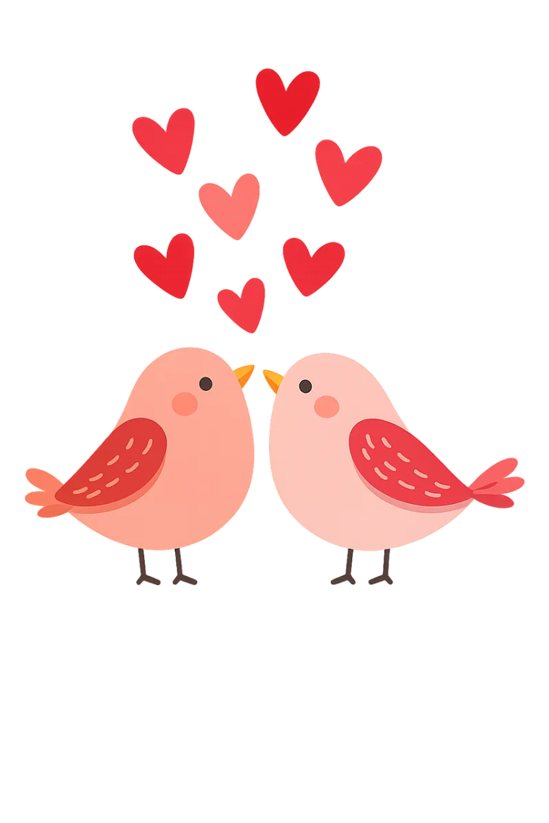 Love birds Cute birds Couple birds Stickdatei – Herzen & Liebe