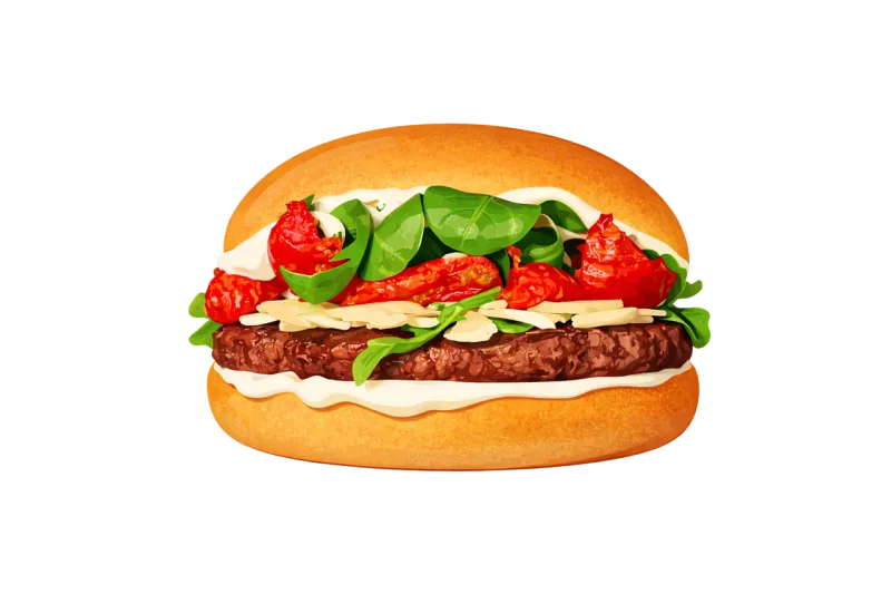Gourmet burger Burger illustration Food illustration Stickdatei – Essen & Trinken