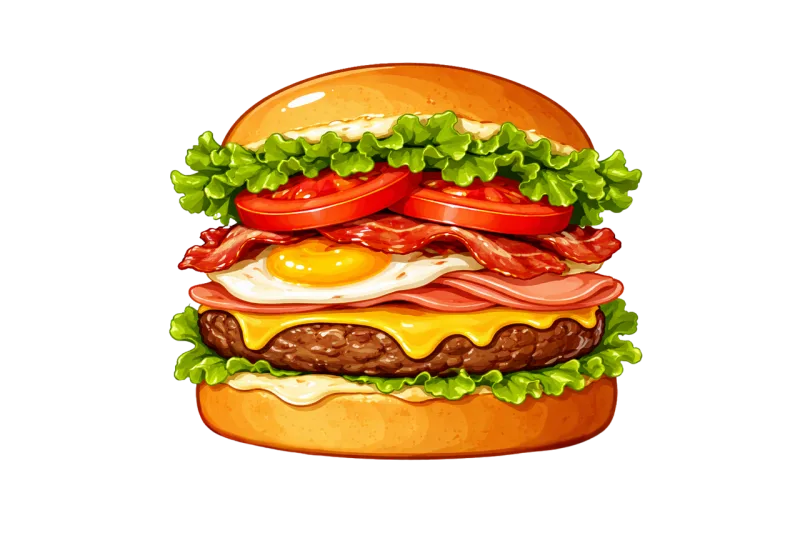 Burger Hamburger Cheeseburger Stickdatei – Essen & Trinken