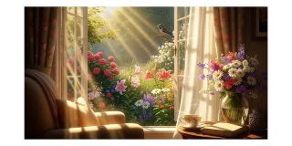 Good morning Sunlight Window Stickdatei – Blumen