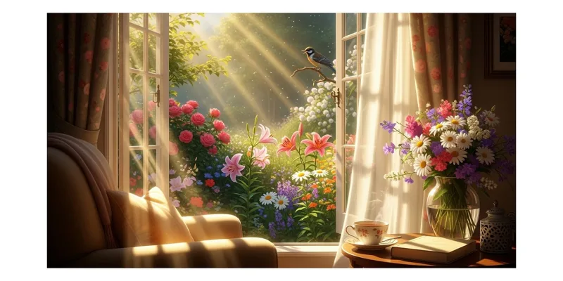 Good morning Sunlight Window Stickdatei – Blumen