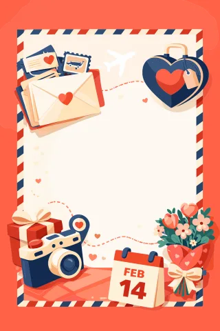Valentine Airmail Postcard Stickdatei
