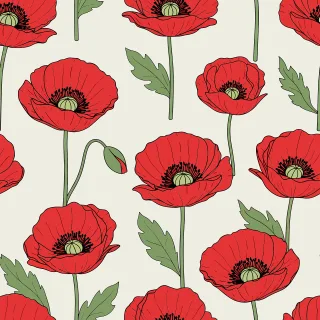 Poppy pattern Red poppies Floral seamless design Stickdatei
