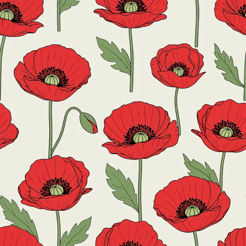 Poppy pattern Red poppies Floral seamless design Stickdatei – Blumen