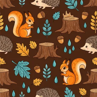 Squirrel pattern Squirrel seamless design Autumn forest pattern Stickdatei