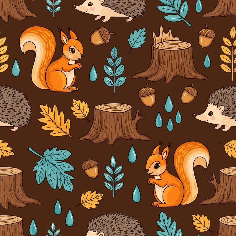 Squirrel pattern Squirrel seamless design Autumn forest pattern Stickdatei – Tiere