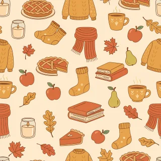 Autumn pattern Cozy fall design Seamless autumn pattern Stickdatei – Essen & Trinken