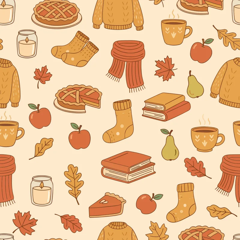 Autumn pattern Cozy fall design Seamless autumn pattern Stickdatei – Essen & Trinken