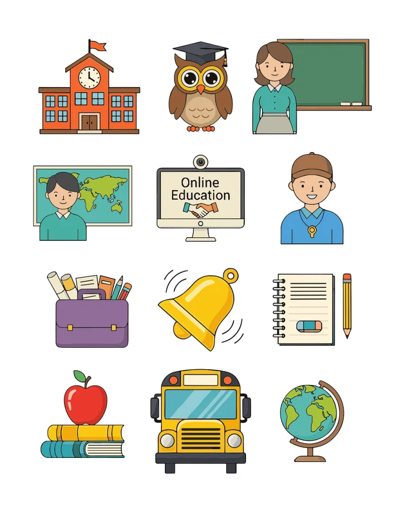 School icons Education icons Back to school Stickdatei – Fahrzeuge