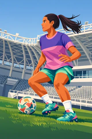 Female athlete Soccer player Footballer woman Stickdatei