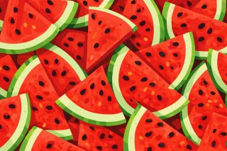Watermelon Watermelon slice Summer fruit Stickdatei