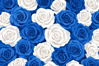 Blue roses White roses Rose pattern Stickdatei