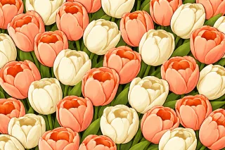 Tulip Tulips Floral pattern Stickdatei