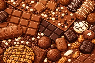 Chocolate pattern Assorted chocolates Sweet dessert Stickdatei – Essen & Trinken