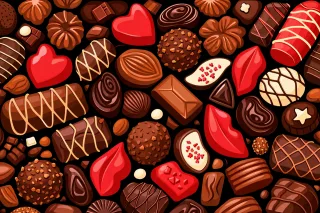 Valentines chocolate Chocolate hearts Romantic sweets Stickdatei