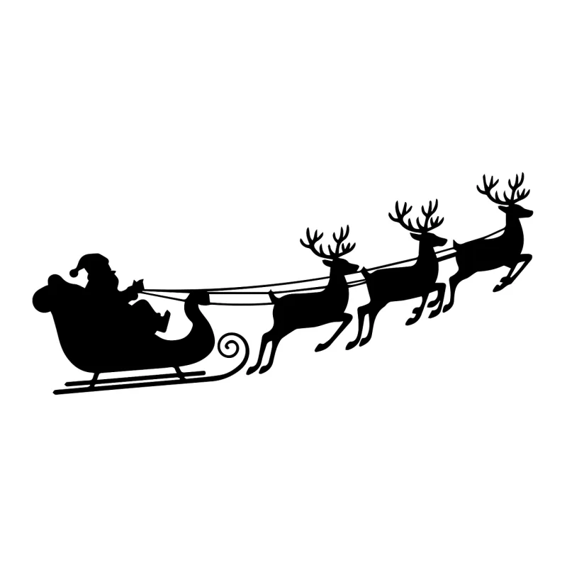 Santa claus Christmas sleigh Reindeer flight Stickdatei – Weihnachten
