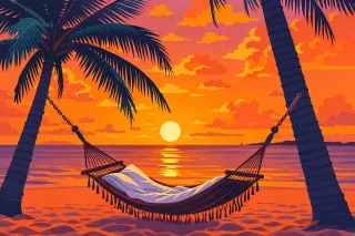 Hammock Beach hammock Tropical sunset Stickdatei