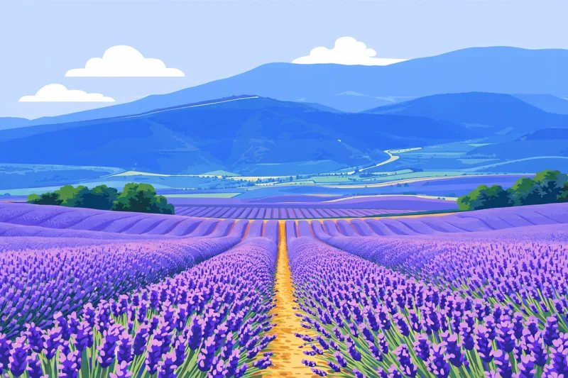 Lavender field Lavender Purple flowers Stickdatei – Blumen