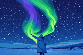 Aurora borealis Northern lights Winter Stickdatei