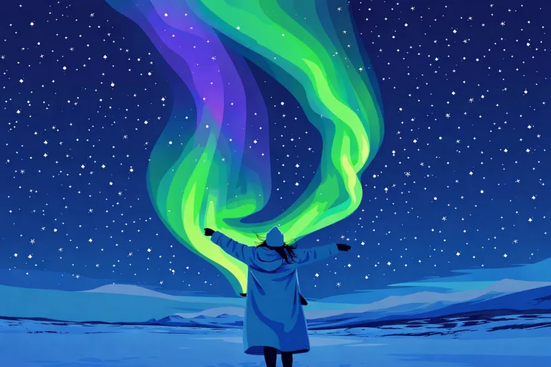 Aurora borealis Northern lights Winter Stickdatei – Weihnachten