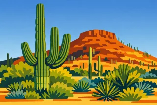 Desert Cactus Landscape Stickdatei