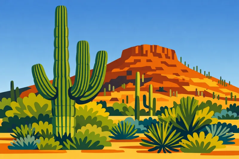 Desert Cactus Landscape Stickdatei – Natur