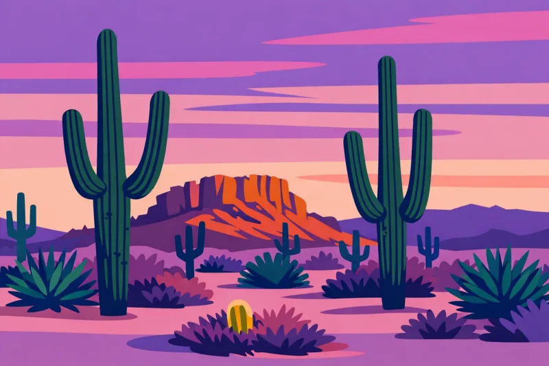 Desert Cactus Sunset Stickdatei – Natur