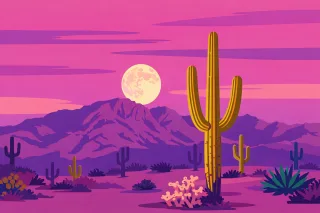 Desert Cactus Moon Stickdatei