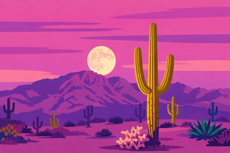 Desert Cactus Moon Stickdatei – Natur