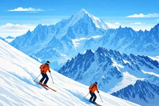 Skiing Skiers Alpine Stickdatei