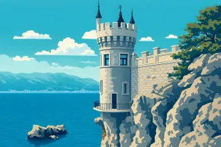 Castle Cliff Sea Stickdatei