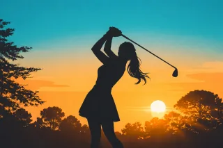 Golf Female golfer Sunset Stickdatei