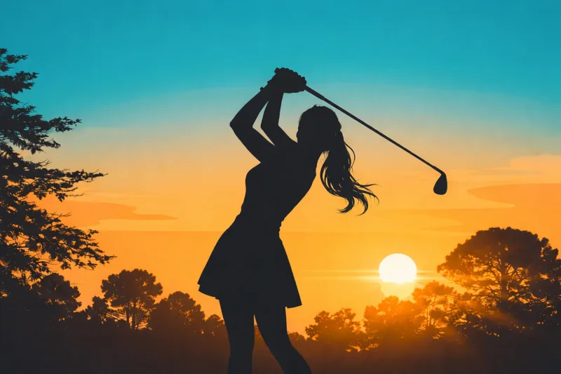 Golf Female golfer Sunset Stickdatei – Sport