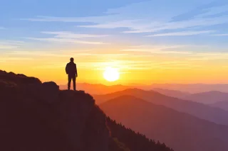 Sunset Mountain view Silhouette Stickdatei