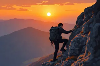 Mountains Climbing Hiker Stickdatei