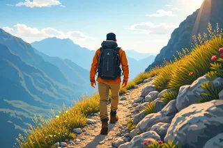 Hiking Hiker Mountains Stickdatei