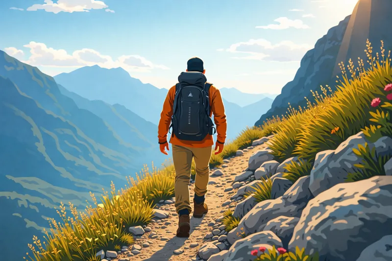 Hiking Hiker Mountains Stickdatei – Natur