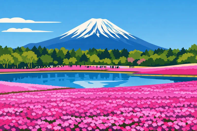 Mount fuji Japan Beautiful flowers Stickdatei – Natur
