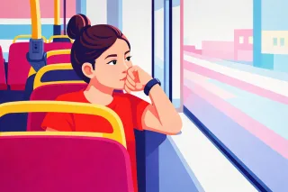 Girl Woman Bus Stickdatei