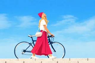 Woman Girl Bicycle Stickdatei