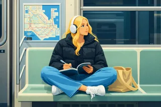 Woman Girl Sitting Stickdatei