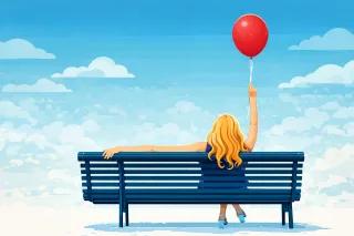 Woman Girl Balloon Stickdatei