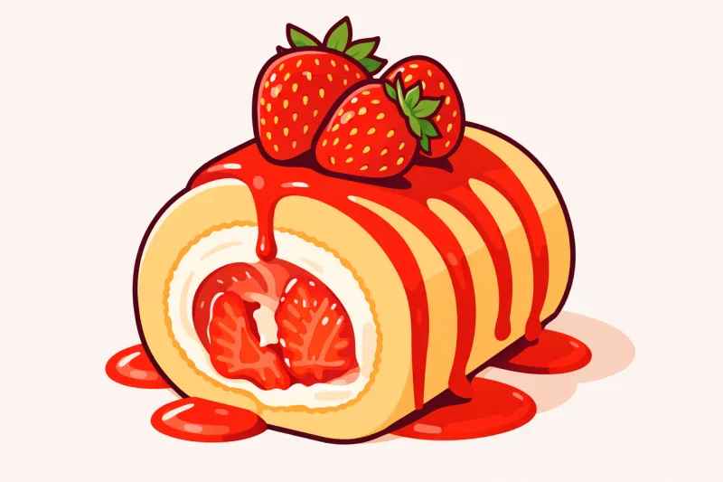 Strawberry roll Strawberry cake Dessert Stickdatei – Essen & Trinken