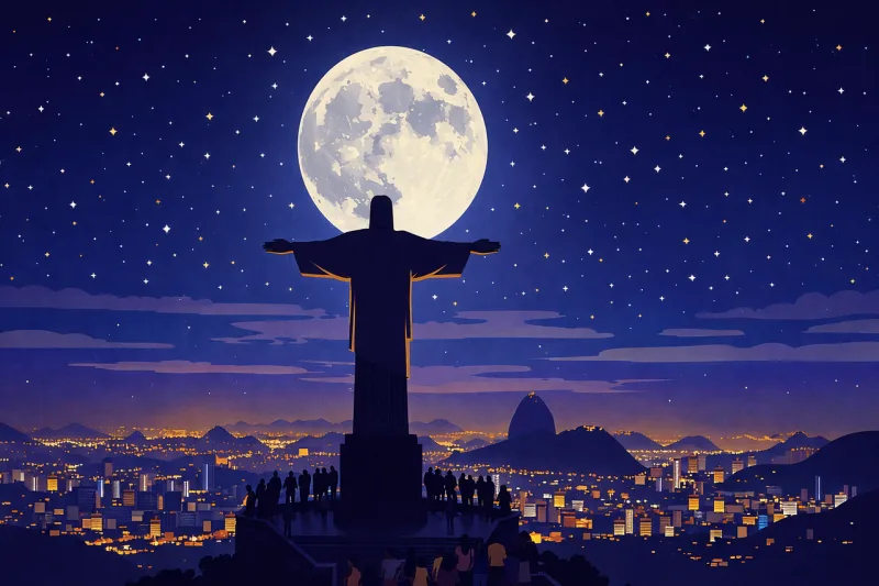 Christ the redeemer Rio de janeiro skyline Brazil landmark Stickdatei – Natur