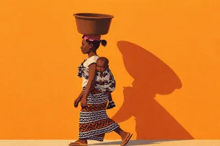 African woman walking Mother with baby African mother and child Stickdatei – Natur