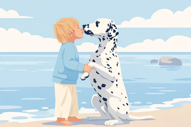 Child with dog Boy kissing dog Pet love concept Stickdatei – Herzen & Liebe