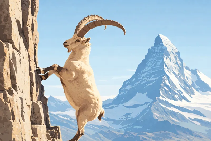 Alpine ibex Mountain goat Ibex climbing cliff Stickdatei – Natur