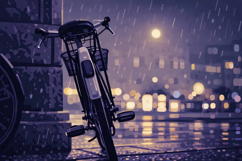 Rain Rainy night Bicycle Stickdatei – Sport