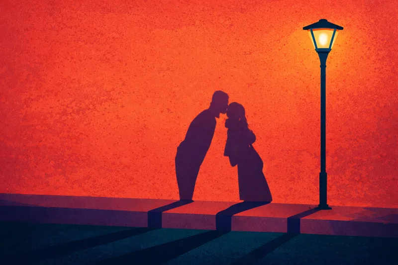 Romantic couple silhouette Love scene sunset Couple kissing Stickdatei – Herzen & Liebe