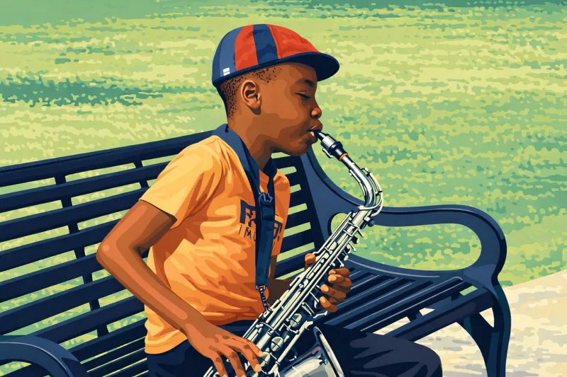 Music Saxophone Boy Stickdatei – Musik